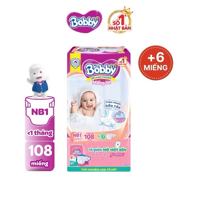 [Tặng miếng] Miếng lót sơ sinh Bobby NB1/NB2