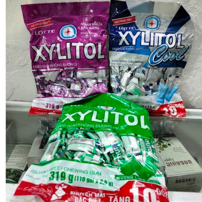 KẸO GUM KHÔNG ĐƯỜNG XYLITOL COOL, VIỆT QUẤT, CHANH BẠC HÀ Gói 110 chiếc  x 2.9g