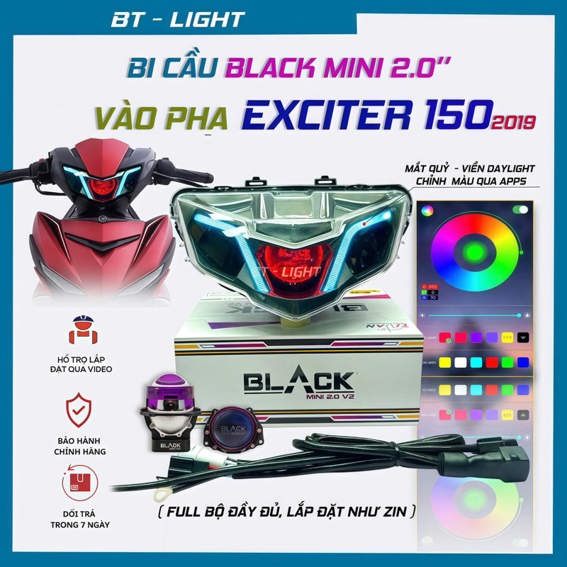Đèn Bi Cầu Titan Black Mini 2.0 v2 lên pha Zhipat Exciter 150 - 2019