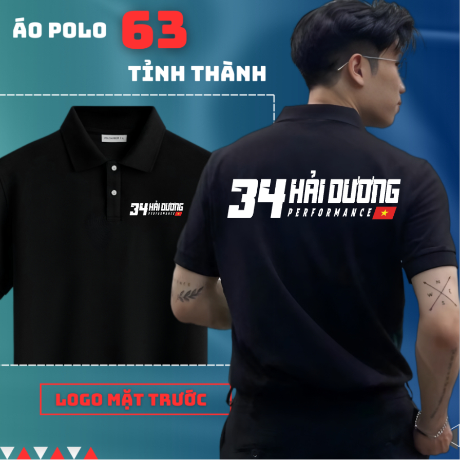 ÁO POLO 63 TỈNH THÀNH - 34 HẢI DƯƠNG (ghi chú tỉnh hoặc tên riêng bạn muốn đặt)