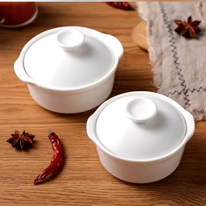 Thố sứ trắng chưng yến, bát sứ trắng nhỏ 280ml có nắp đậy, thố kho quẹt, đựng canh, đựng yến