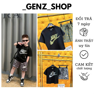 Bộ Quần Áo Cho Bé Trai Mùa Hè Hoạ Tiết In Chữ Pha Loang Phong Cách Chất Chơi Boy Phố Cho Bé