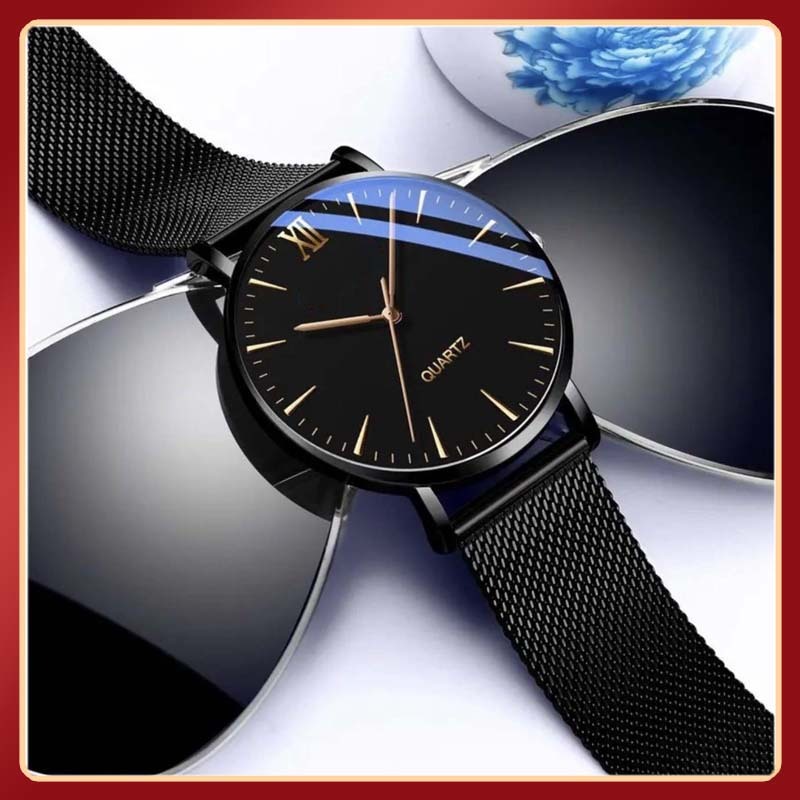 Đồng hồ nam đẹp dây thép nhuyễn mặt vạch đơn giản hiện đại