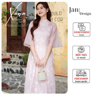  Áo dài cách tân nữ An Vy áo dài thiết kế 4 tà chất liệu tơ thêu nhăn nót lụa Habuta mềm mại - Store Jan 