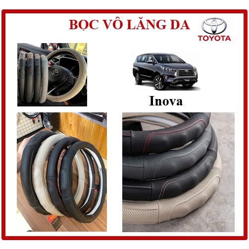 Bọc vô Lăng xe Toyota Inova, bằng Da cừu 100%, chính hãng CON BÒ CƯỜI, size 38