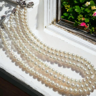 Chuỗi Đeo Cổ Ngọc Trai Biển Khóa Bằng Bạc 925 Size 7-8ly Độ Sáng 5A - Ngọc Trai Trường Thịnh