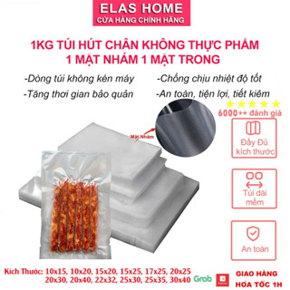 Túi hút chân không thực phẩm, 1kg Túi hút chân không 1 mặt nhám 1 mặt trơn, túi hút không kén máy.{Elashome}