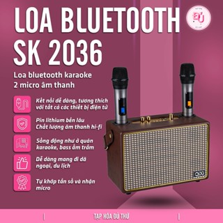 Loa Bluetooth Karaoke Qixi Sk2036, Tặng Kèm 2 Micro Không Dây, Âm Thanh Siêu Đỉnh, Nghe Nhạc Bass Cực Căng, Thiết Kế Đẹp