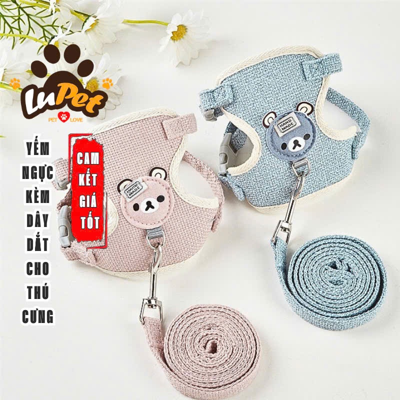 Yếm Ngực Kèm Dây Dắt Cho Thú Cưng, Yếm Cho Chó Mèo Kèm Dây