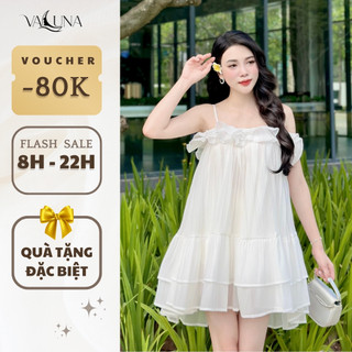 Váy 2 Dây Babydoll VALUNA Đi Biển Dập Li Viền Bèo Ngực Đầm Nữ Dáng Xoè Thiết Kế sang chảnh V266