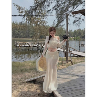 SET ÁO ỐNG KÈM ÁO VOAN * BINIKI CHÂN VÁY MIDI TRẮNG