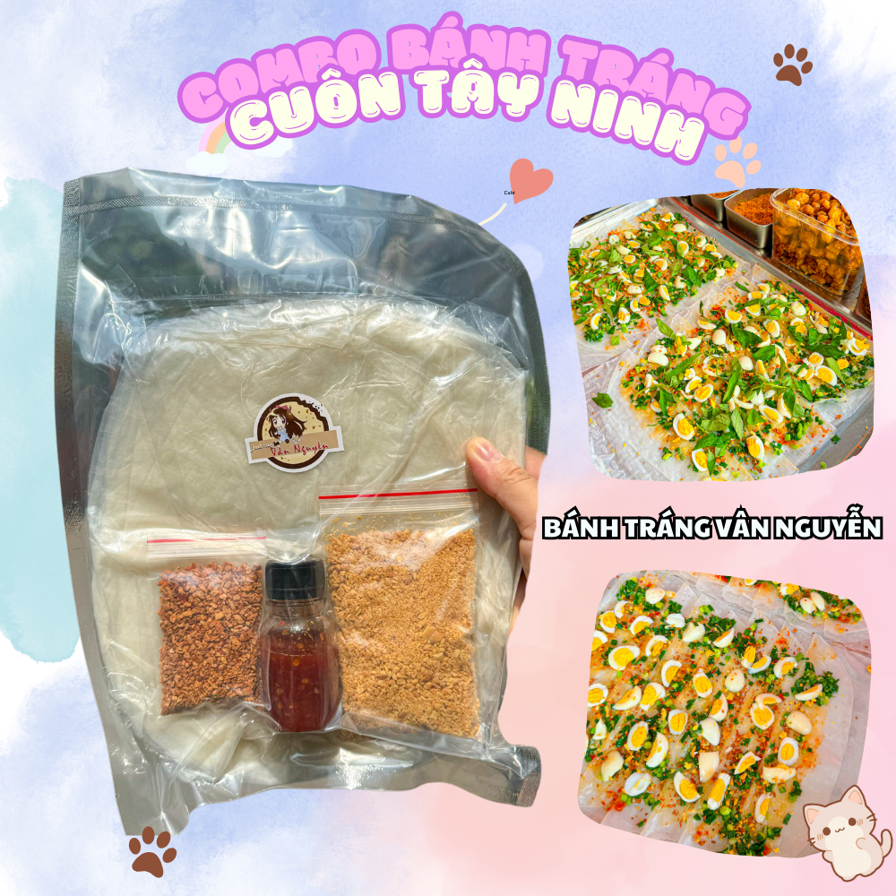 COMBO BÁNH TRÁNG CUỐN TÂY NINH TỰ CUỐN BÁNH TRÁNG VÂN NGUYỄN. Bánh tráng phơi sương, muối tây ninh, đậu phộng, ớt rim. Đ