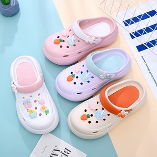  Sục y tá mũi tròn mẫu mới Dép cross siêu nhẹ chống trượt đi mưa chống trơn tặng kèm Jibbitz 