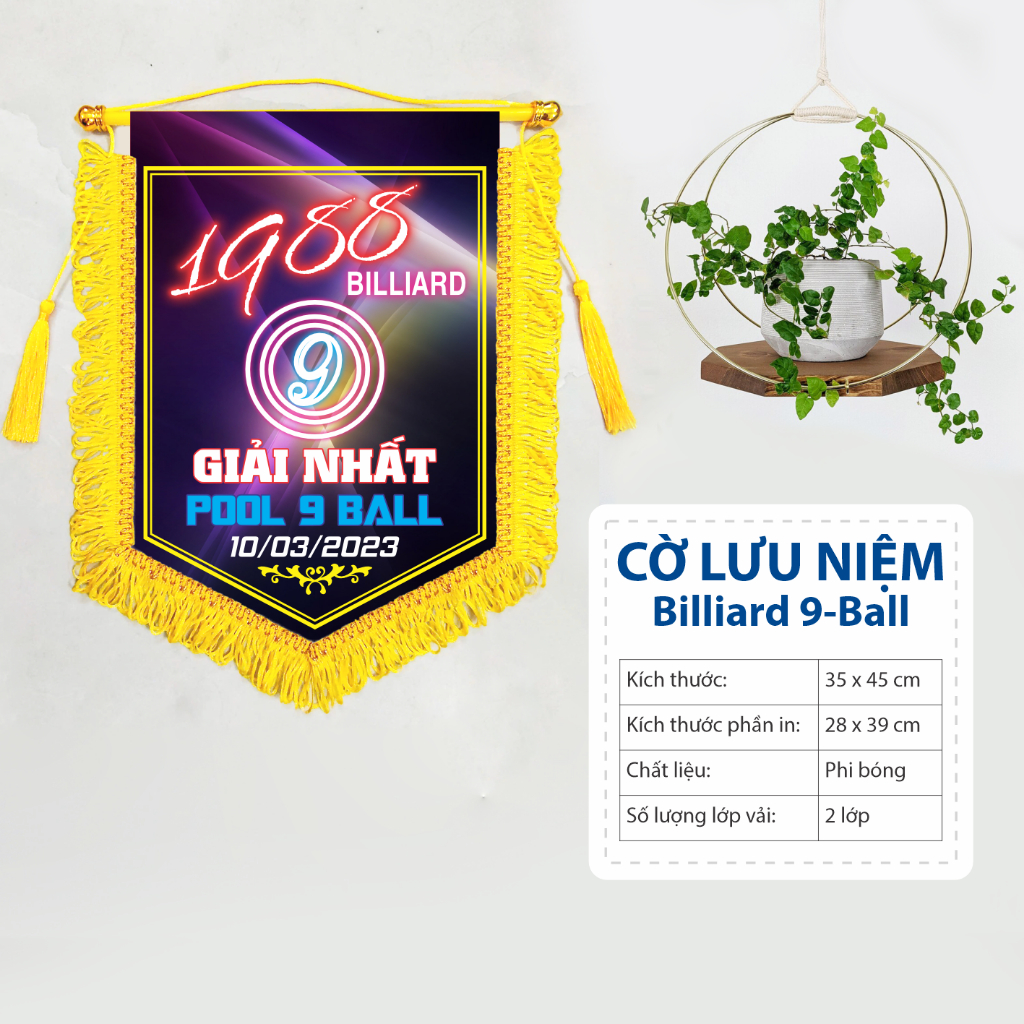 Cờ lưu niệm Bida 9 Ball - Billiard 9 ball - Bi - a - Cờ lưu niệm thể thao - Miễn phí thiết kế
