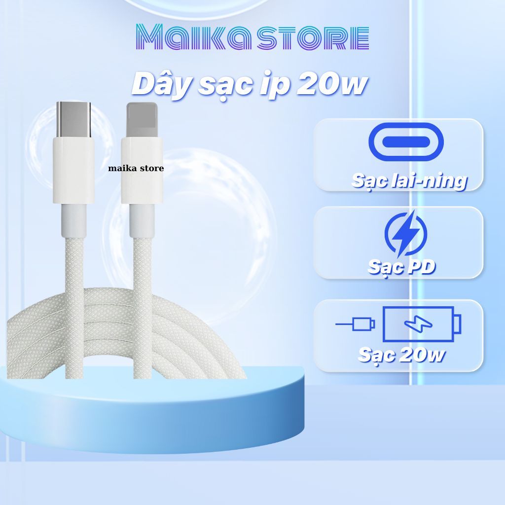 Cáp Sạc Nhanh PD 20w Dài 2M, 1M Dây Sạc Nhanh Dù Chống Đứt Dùng Nhanh ip Type C To Light