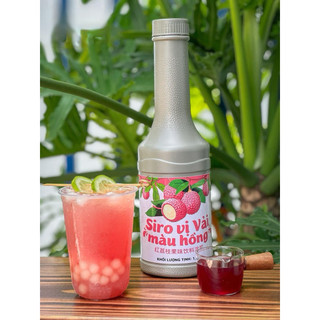 Siro Vải Hồng Siêu Thơm chai ( 1,2kg ) pha trà hoa quả, trà sữa