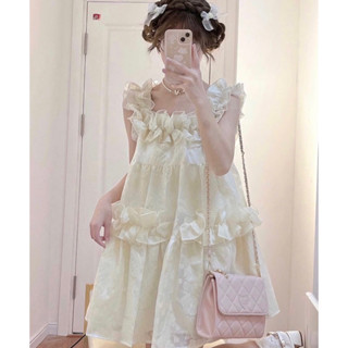  Đầm Tiểu Thư Trễ Vai Phối Hoa Bèo Phong Cách Vintage 