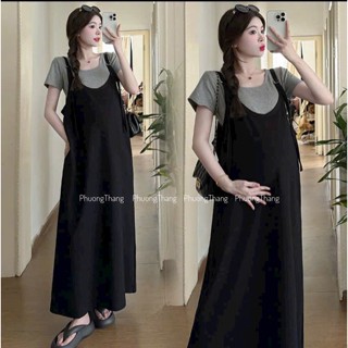 Set 2 Chi Tiết Yếm Bầu Co Dãn 4 Chiều Chất Đẹp Váy Bầu