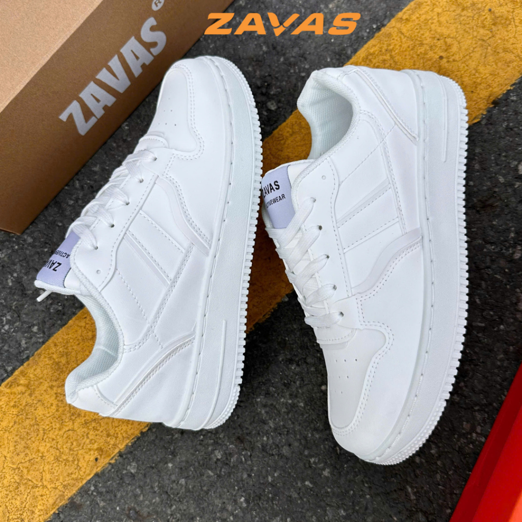 [ FORM BÉ TĂNG 1 SIZE ] Giày thể thao nữ trắng ZAVAS đế cao 3cm bằng da phong cách giày sneaker êm chân thời trang - Z79
