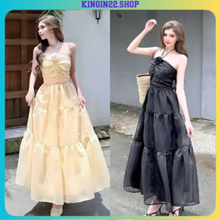 Set Váy Nữ - Váy Đi Biển 2 Dây Hở Lưng Drapey , Có Mút Ngực Dáng Maxi Tôn Dáng , Voan 2 lớp kingin22.shop