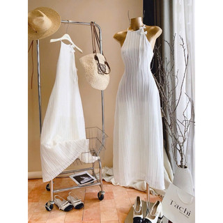 Đầm Maxi 2 dây hoa thắt eo