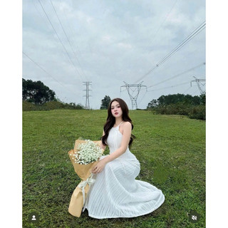 Đầm Maxi 2 dây hoa thắt eo
