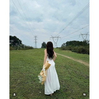 Đầm Maxi 2 dây hoa thắt eo