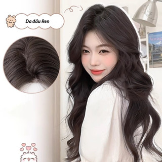  🌿 Tóc giả nữ cả đầu mái chữ S dài xoăn sóng lớn phong cách trung phần tóc giả như thật 2025 ✨ 
