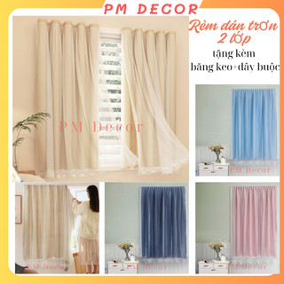  Rèm cửa trơn 2 lớp Rèm Sao dán tường chống nắng rèm cửa dán trang trí cửa sổ,phòng khách. 