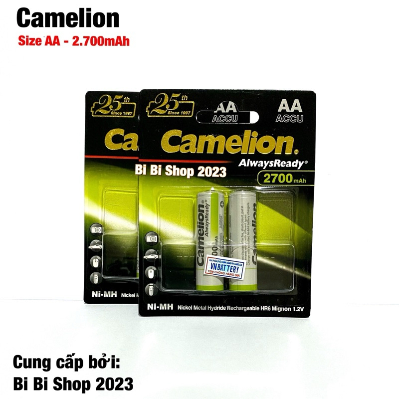 Combo 2 Vỉ Pin Sạc AA Camelion 2700 mAh Hàng Chính Hãng - Vỉ 2 Viên