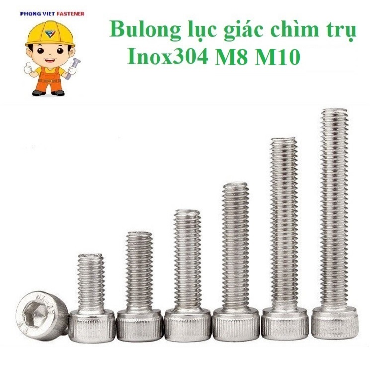 (INOX304)  cái M8, M10 bulong lục giác chìm đầu trụ inox304 M8-M10