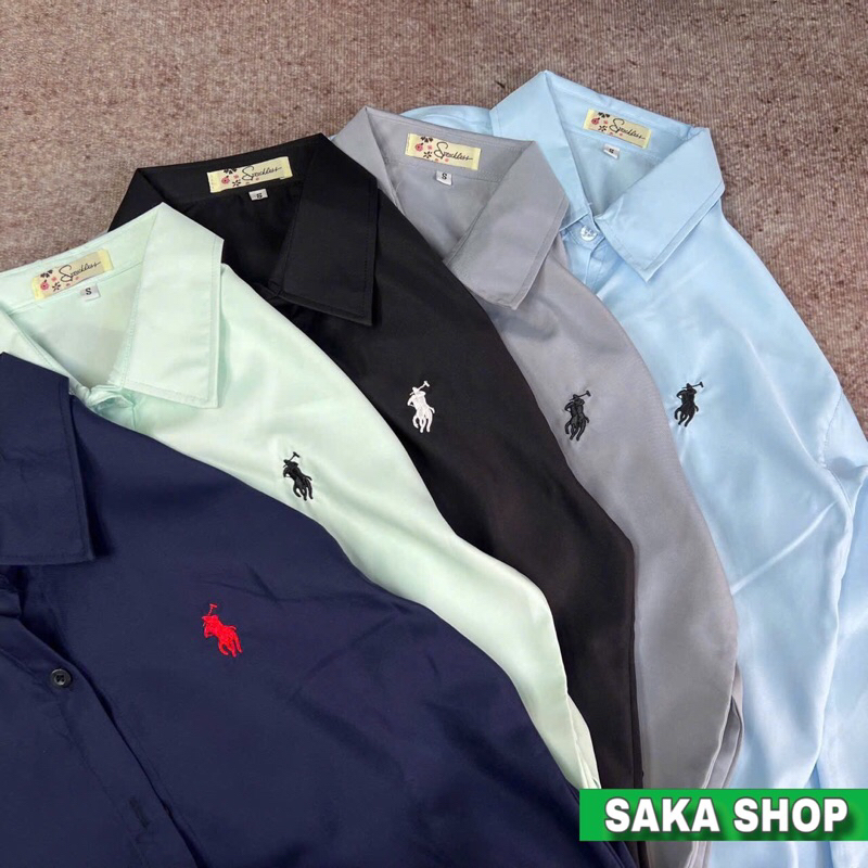 Áo sơ mi from rộng tay dài nữ thêu ngựa vải cotton lụa | BigBuy360 - bigbuy360.vn