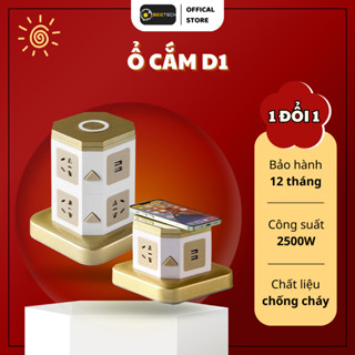 Ổ Cắm, Ổ Cắm Điện Đa Năng D1 Có Sạc Không Dây 10W Chịu Tải 2500W + 2 cổng sạc USB Chống Giật - BeeTech