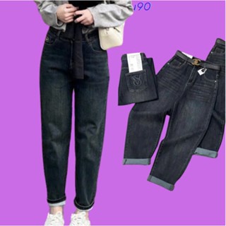  Quần jean bò baggy nữ cạp cao xuông suông rin ống thụng rộng co giãn nấm mẫu mới 