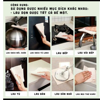 Set 5 Khăn Xơ Mướp 2 Mặt Thấm Hút Dầu Tốt, Dễ Vệ Sinh Khăn Lau Đa Năng An Toàn (Tuyển Sỉ)