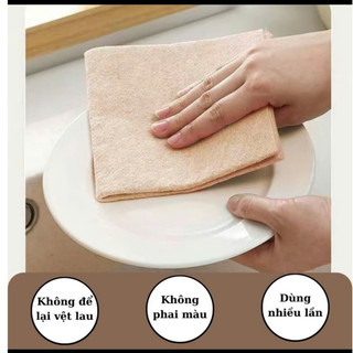 Set 5 Khăn Xơ Mướp 2 Mặt Thấm Hút Dầu Tốt, Dễ Vệ Sinh Khăn Lau Đa Năng An Toàn (Tuyển Sỉ)
