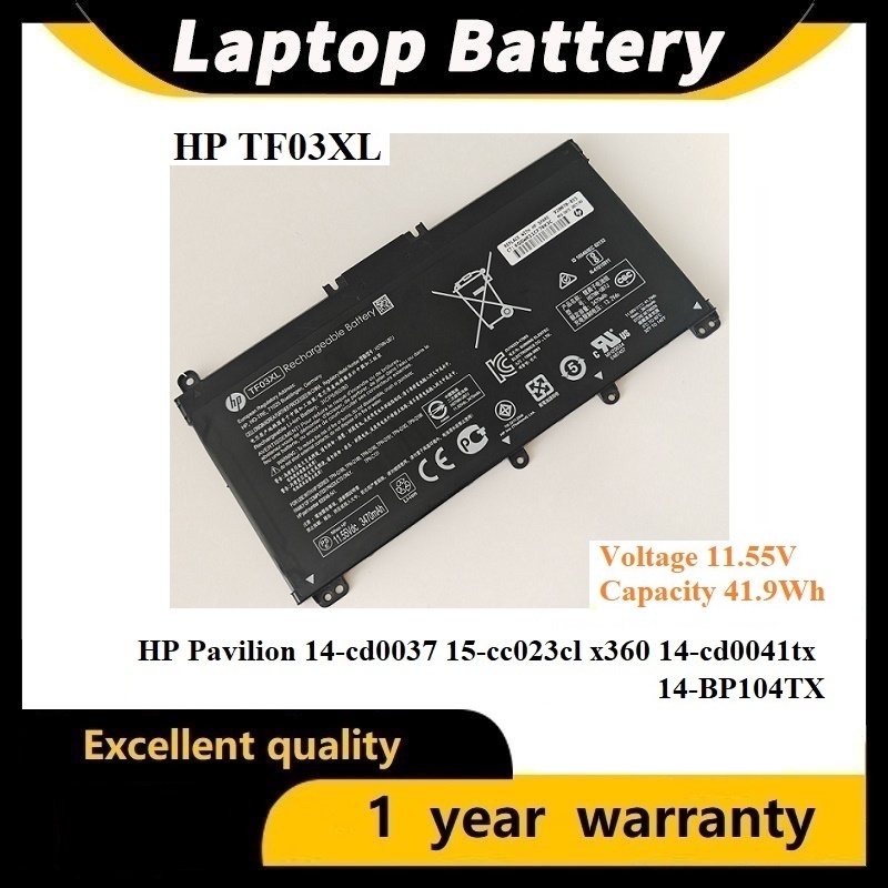 ☪Pin Laptop HP TF03XL Pavilion 14-BF 15-CC 15-CD 14-CD 17-AR TF03XL 920046-121 11.55V 3470mAh