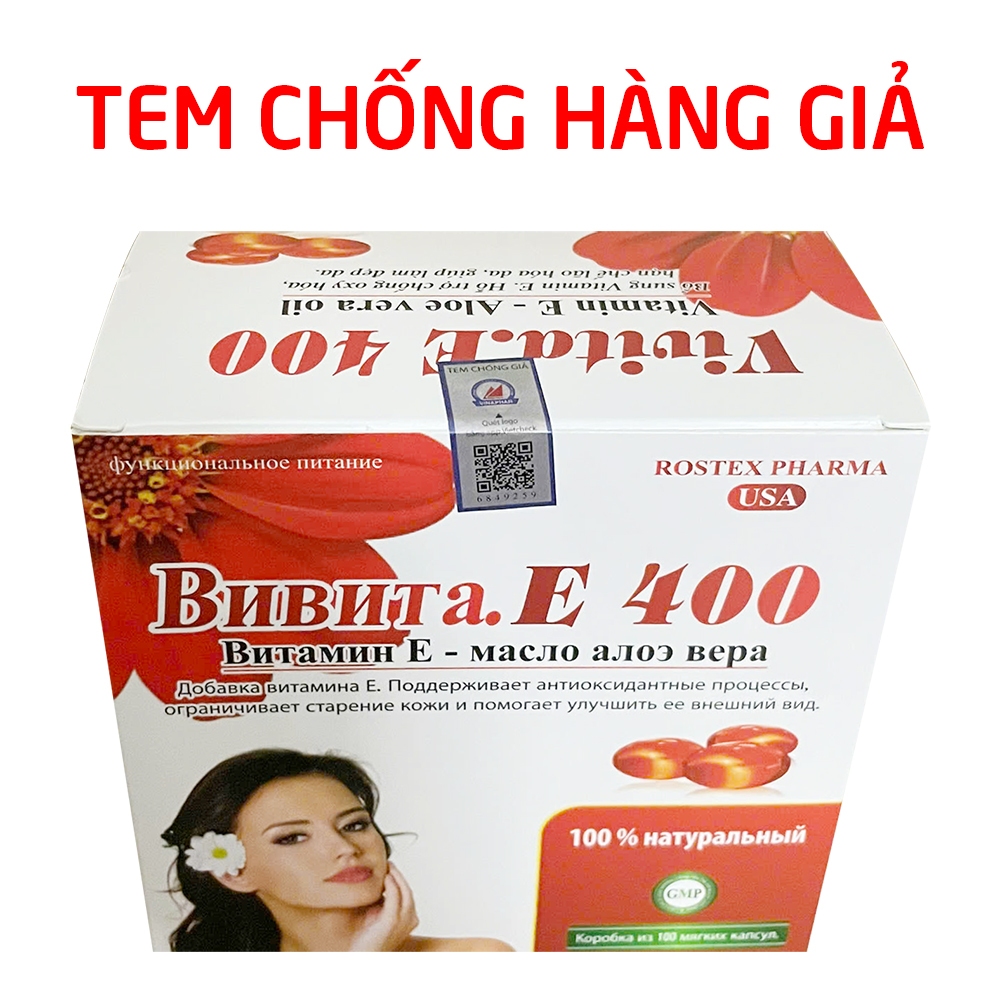 Viên Uống đẹp da Vitamin E đỏ, Aloe vera chống lão hóa, giảm nám sạm da - Vỉ 100 viên