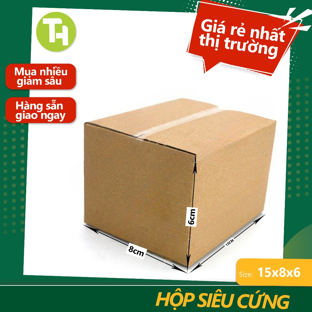 Combo 50 hộp 15x8x6 thùng carton đóng gói giá rẻ nhất thị trường
