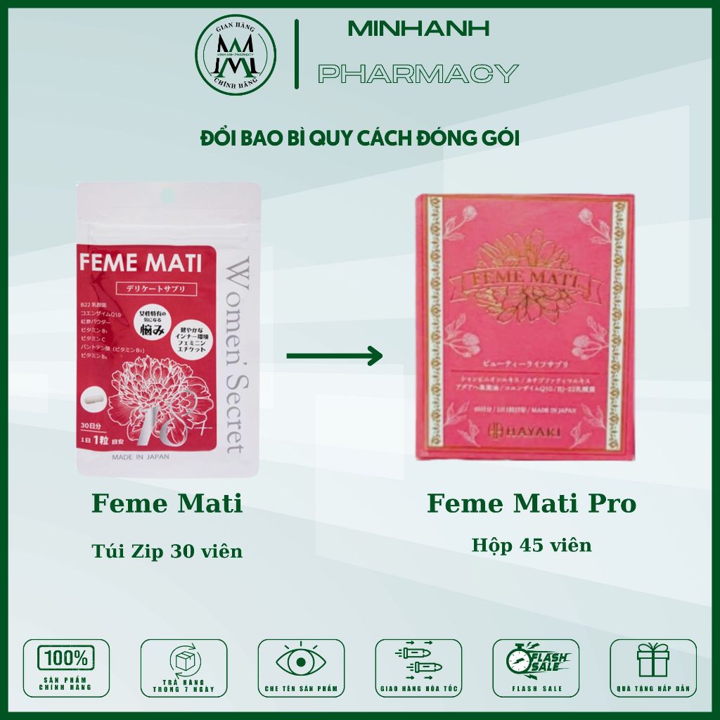Viên uống Men phụ khoa làm se khít FEME MATI Nhật Bản