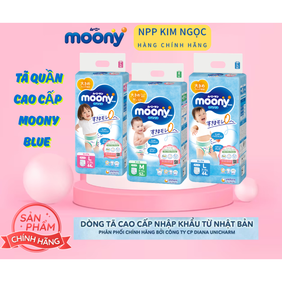 [MUA THEO COMBO KÈM QUÀ TẶNG ] Tã/Bỉm cao cấp Moony quần Trai/Gái - Kim Ngọc
