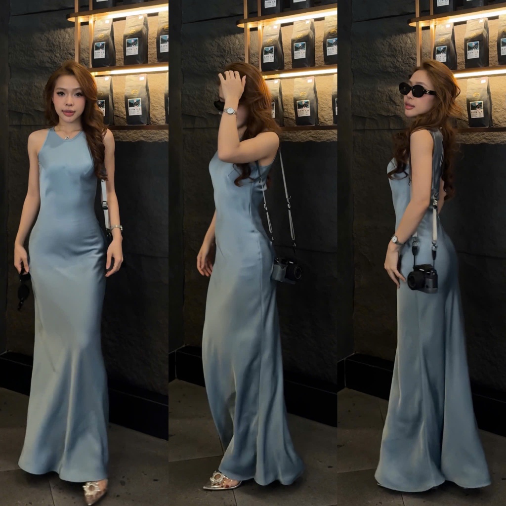 Đầm lụa Yếm dáng dài  ko dây kéo, lụa cao cấp Tô Châu, Size SML, giãn nhẹ ( LUA-7099) | BigBuy360 - bigbuy360.vn