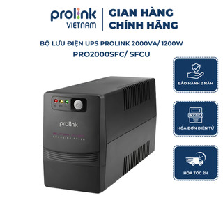 Bộ lưu điện UPS Prolink PRO2000SFC/SFCU, dung lượng 2000VA, công suất 1200W, sạc siêu nhanh, dùng cho PC - BH 24 tháng