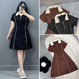 Đầm bigsize nữ dáng A thiết kế cổ polo trẻ trung năng động phù hợp quanh năm 60-95kg vải thun tăm co giãn - G93