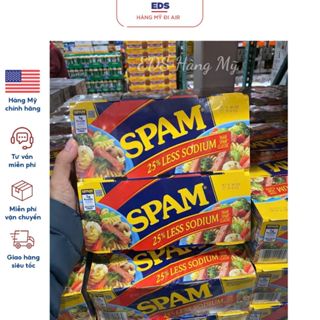 Thịt hộp SPAM date 2026 25% less Sodium 340gr  - EDS Hàng Mỹ