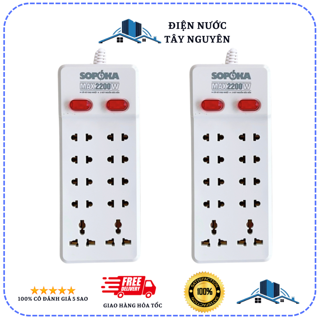 Ổ Cắm Điện SOPOKA 8 Lỗ Không Kèm Dây Chịu Tải 2000W - Ổ Cắm Sử Chống Cháy 8 Ổ Cắm SOPOKA An Toàn