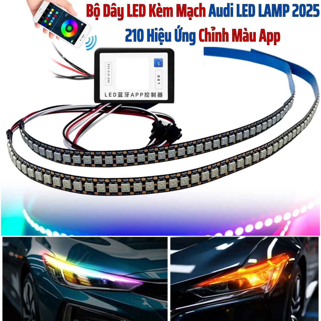 Bộ Dây LED Kèm Mạch Audi LED LAMP 2025 210 Hiệu Ứng Chỉnh Màu App