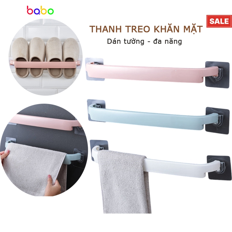 Giá treo khăn mặt giày dép nhà tắm, thanh treo khăn mặt dán tường chắc chắn nhiều màu giá dể đồ đa năng babo (TK08)