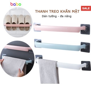Giá treo khăn mặt giày dép nhà tắm, thanh treo khăn mặt dán tường chắc chắn nhiều màu giá dể đồ đa năng babo (TK08)