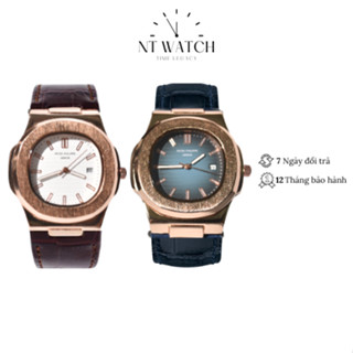 Đồng hồ nam Patek Philippe Nautilus Watch 5711 mặt kính chống xước, viền đinh đá, dây da đeo tay